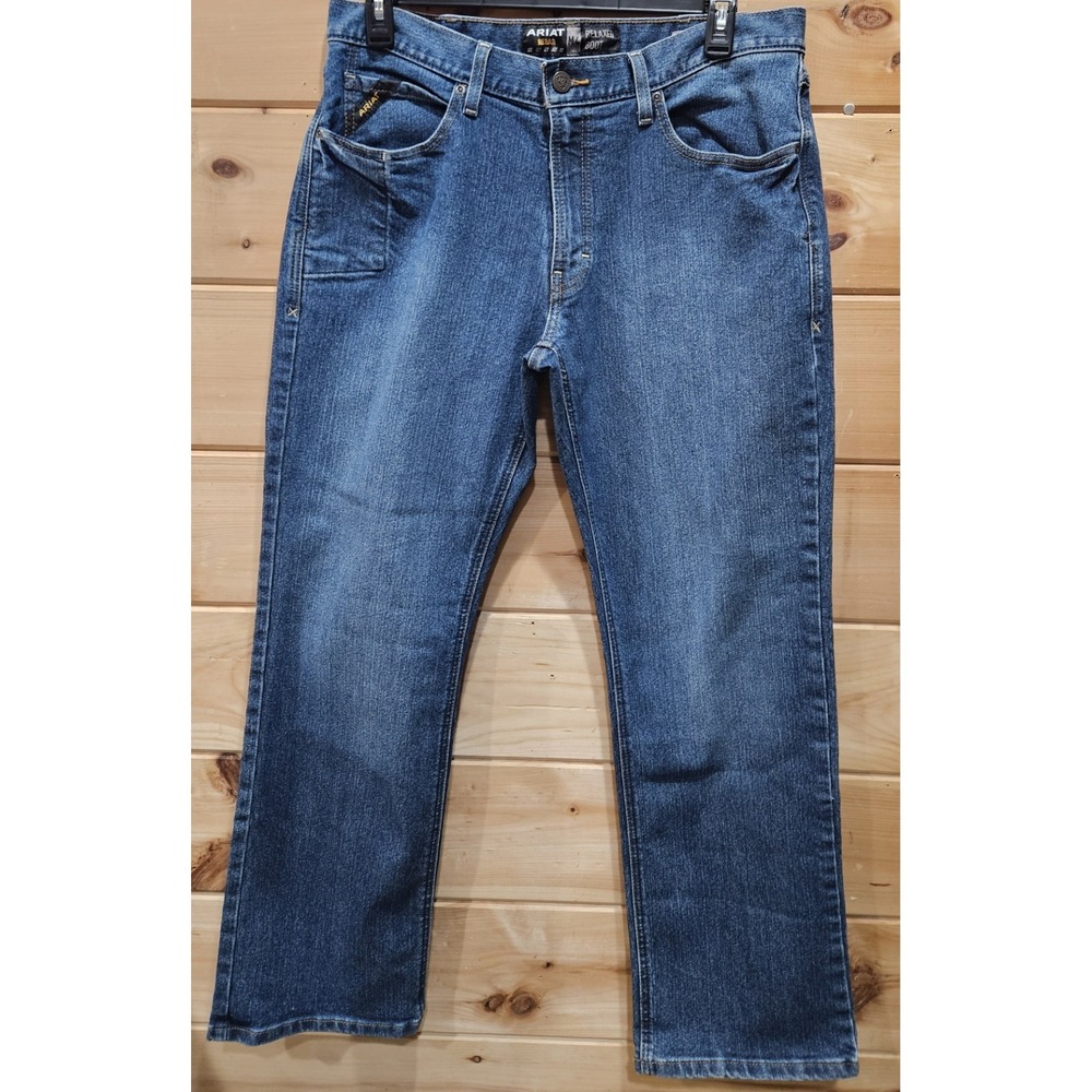 Ariat Rebar M4 Relaxed Boot Cut Jeans Mens 34x32 Blue Denim Workwear Western